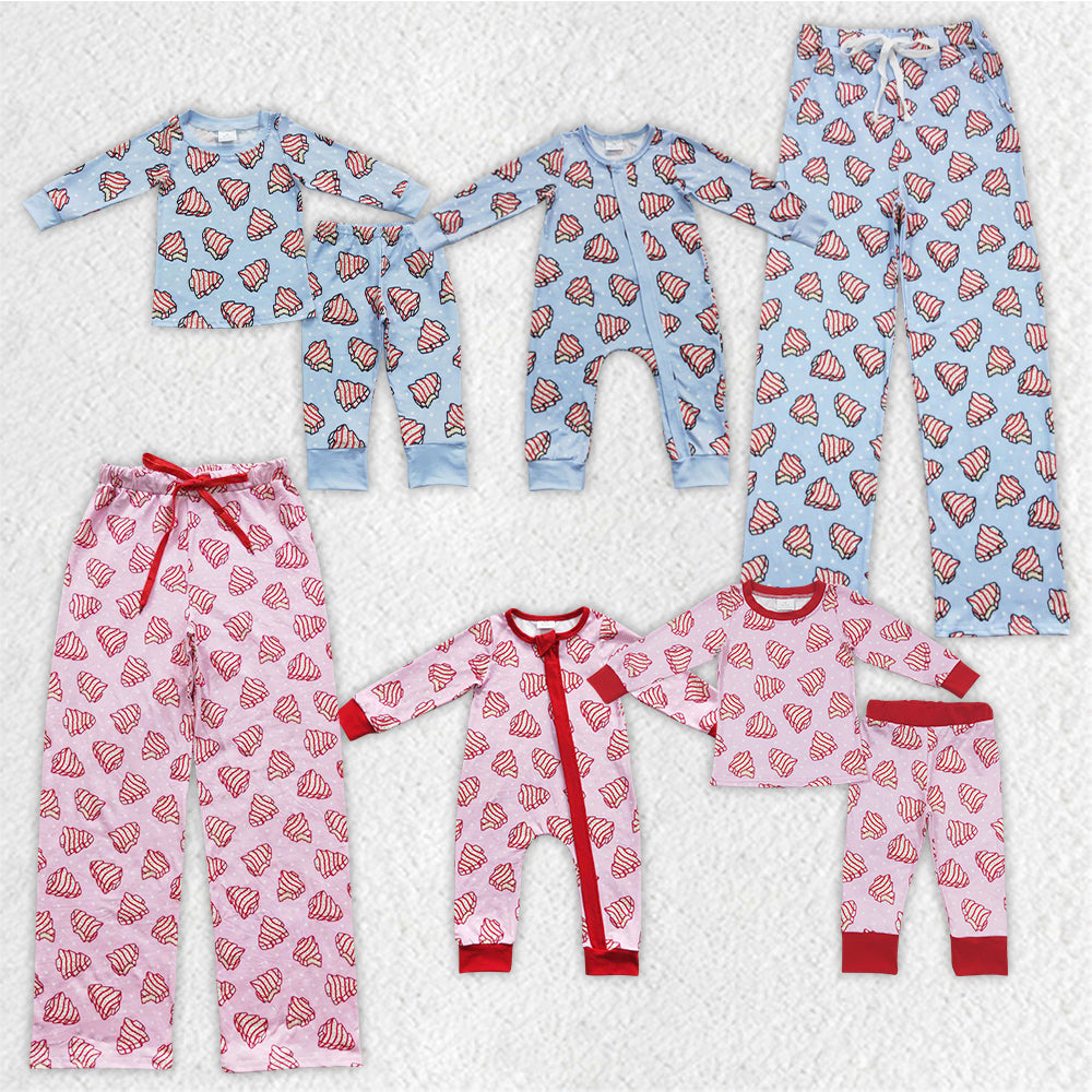 Family Parents Christmas Tree Cake Sibling Pajamas Romper Set