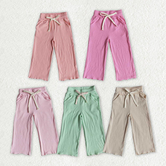 Baby Girl Cotton Ribbed Pockets Pants Sibling Clothes RTS