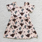 Promotion Baby Girl Western Cow Cactus Short Sleeves Dress