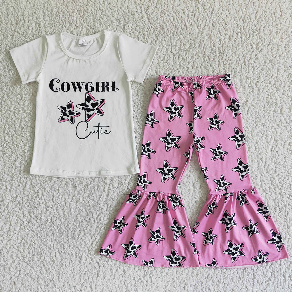 Promotion Baby Girl Western Design Cowgirl Bell Pants Outfit