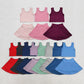 Round 2 Baby Girl Sleeveless Colorful Vest Tops Tennis Sports Skorts Yoga Clothes Set RTS