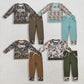 Sibling Baby Boys Kids Long Sleeves Embroidery Mama's Boy Camo Shirt Pockets Pants Sets RTS