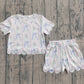 Baby Girls Kids Short Sleeves Flower Bows Shirt Shorts Summer Set RTS