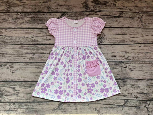 No moq Pre-order GSD0577 Baby Girl Floral Purple Summer Dress