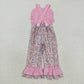 Baby Girl Pink Sleeveless Embroidery Pumpkin Bow Flower Fall Jumpsuit RTS