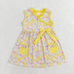 Baby Girl Sleeveless Flower Bow Pocket Yellow Dress