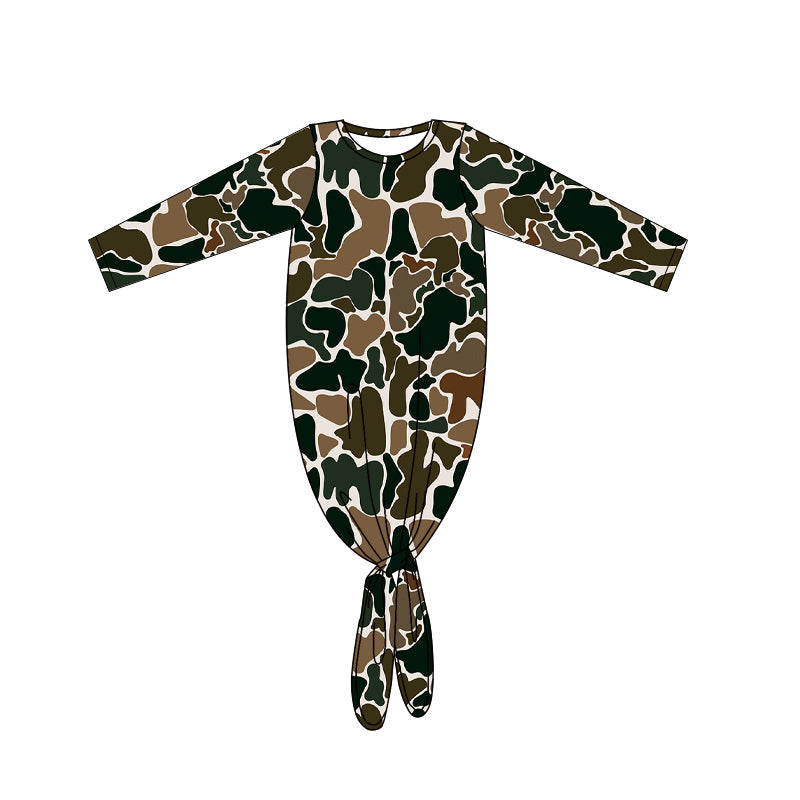 Baby Girl Brown Camo Long Sleeves Gowns