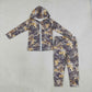 Baby Boys Long Sleeves Leaves Pockets Zipper Hoodie Tops Jogger Pants Set Camo Clothes RTS