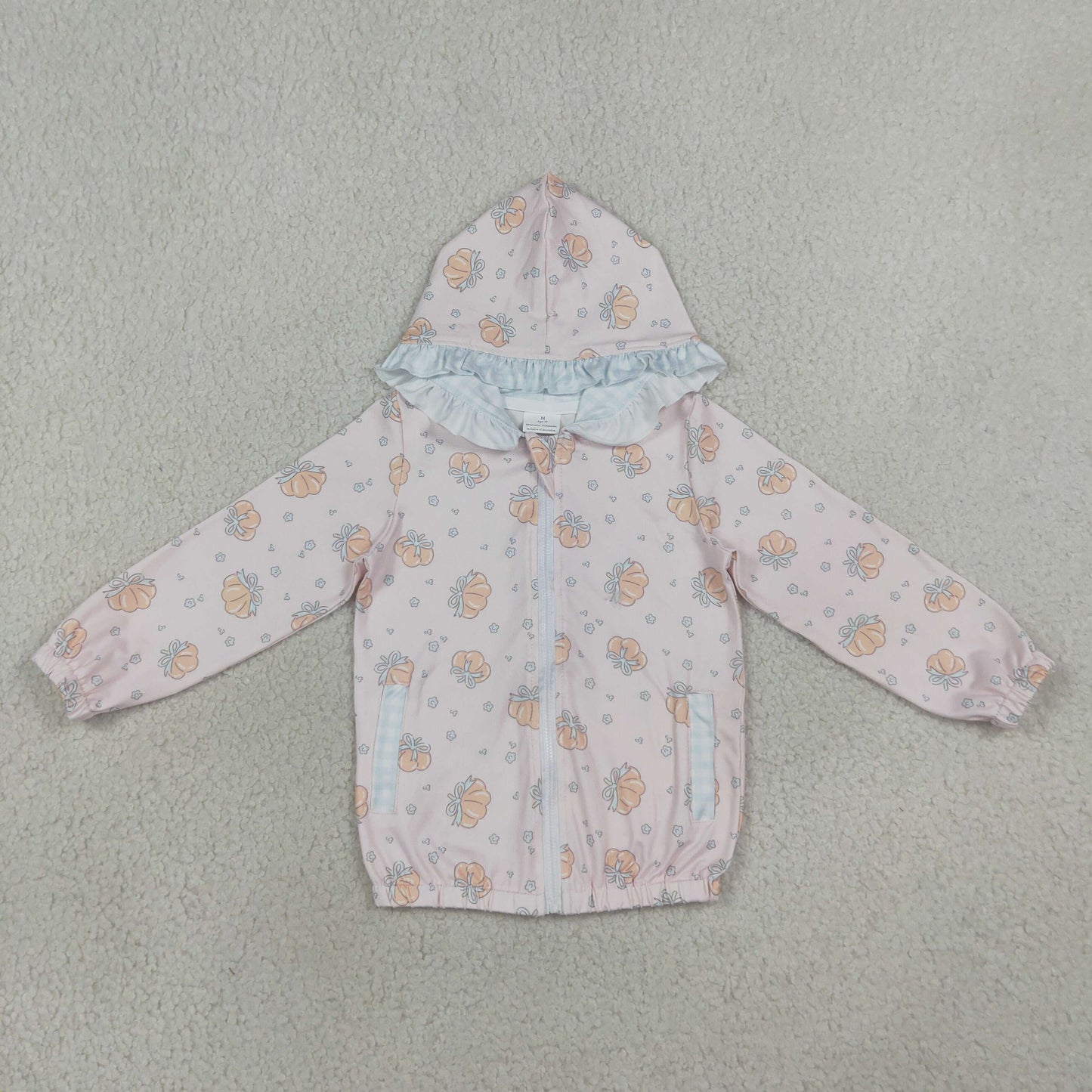 Baby Girls Kids Long Sleeves Pumpkins Flower Pockets Hoodie Zipper Coat Fall Tops RTS