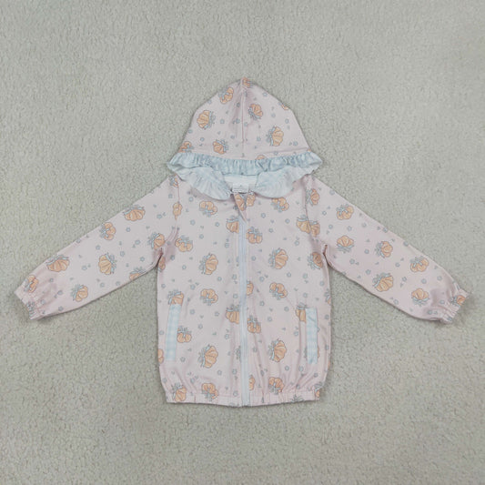 Baby Girls Kids Long Sleeves Pumpkins Flower Pockets Hoodie Zipper Coat Fall Tops RTS