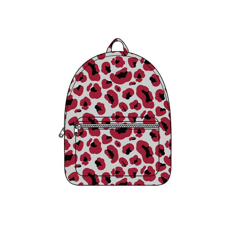 ( Moq 5 ) Preorder Baby Toddler Kids Red Black Leopard Zipper Pocket Backpack Team Bag