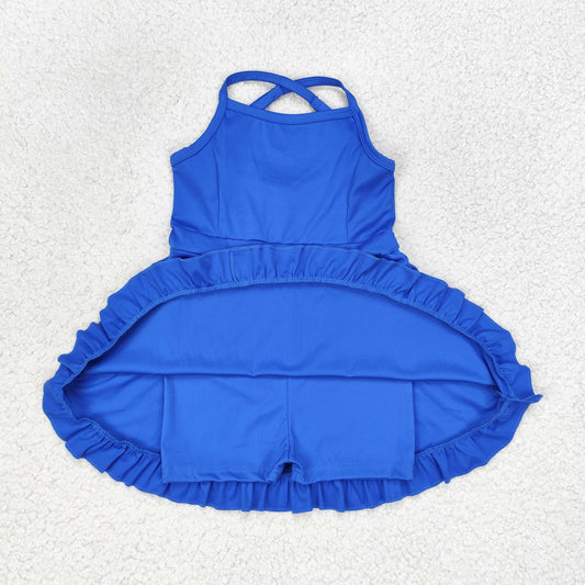 Baby Girl Sleeveless Blue Yoga Sports Shorts Dress