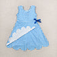 Baby Girls Kids Sleeveless Blue Plaid Scallop Yoga Knee Length Dress RTS
