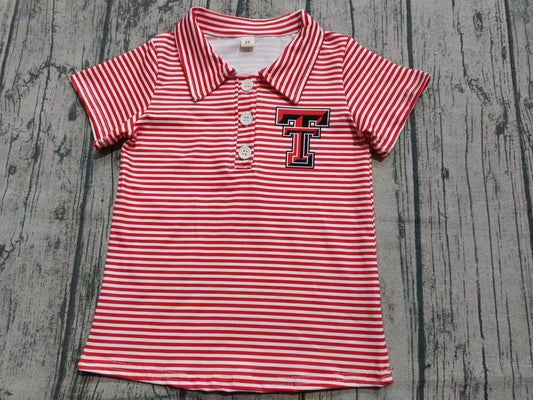 ( Moq 5  ) Baby Boy Kids Short Sleeves T Red Stripes Team Shirt Tops