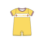( Moq 5 Each Style ) Baby Boys Girls Short Sleeves Team Sibling Yellow Romper Dress Set