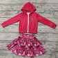 Baby Girl Toddler Red Zipper Hoodie Tops Elephant Skirt Shorts Team Set Moq 5