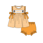 ( Moq 5 ) Baby Girls Toddler Dogs Orange Stripes Purple Bows Tops Bummie Shorts Team Set