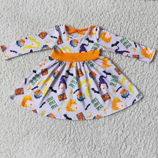 6 A13-4 Baby Girl Long Sleeves Halloween Dress