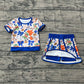 Baby Girls Toddler Short Sleeves Bows Football Team Shirt Shorts Yoga Blue Set RTS