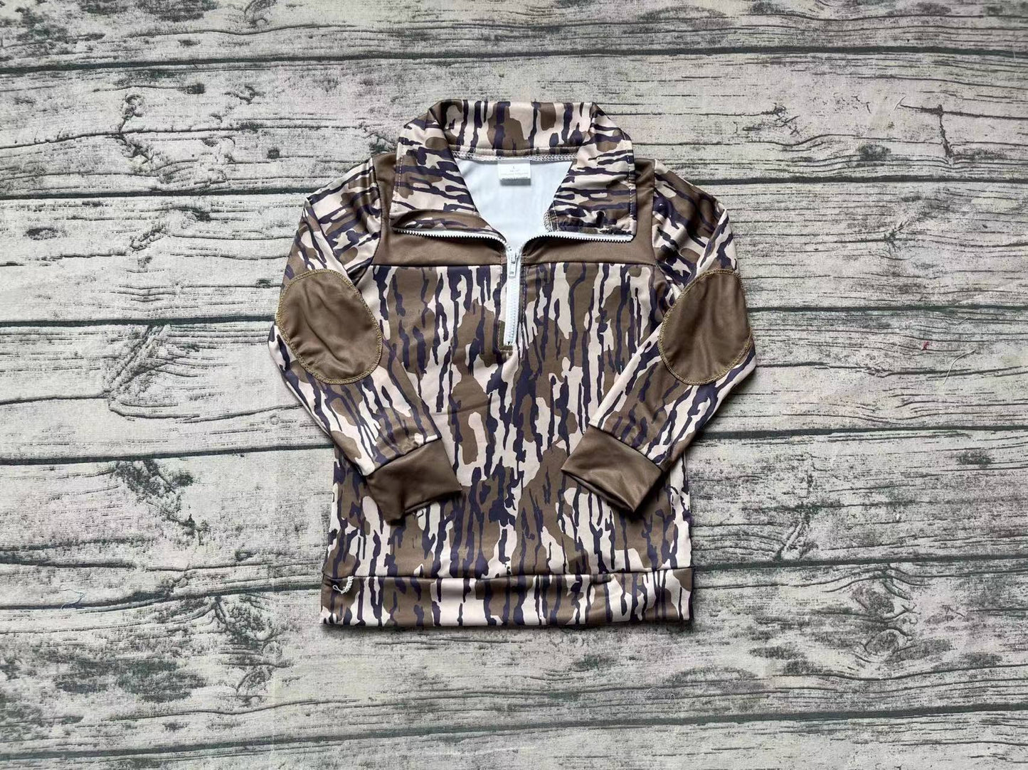 Baby Boy Camo Green Long Sleeves Zipper Pullover Tops