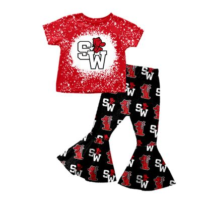 baby girl short sleeve red shirt bell pants team set