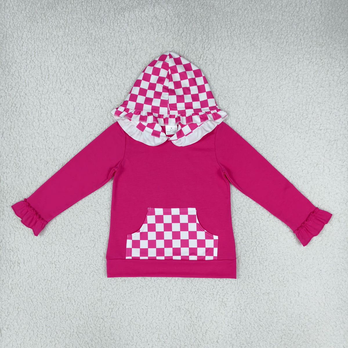 Baby Girls Kids Long Sleeves Hoodie Checked Pocket Pullover Tops Clothes RTS