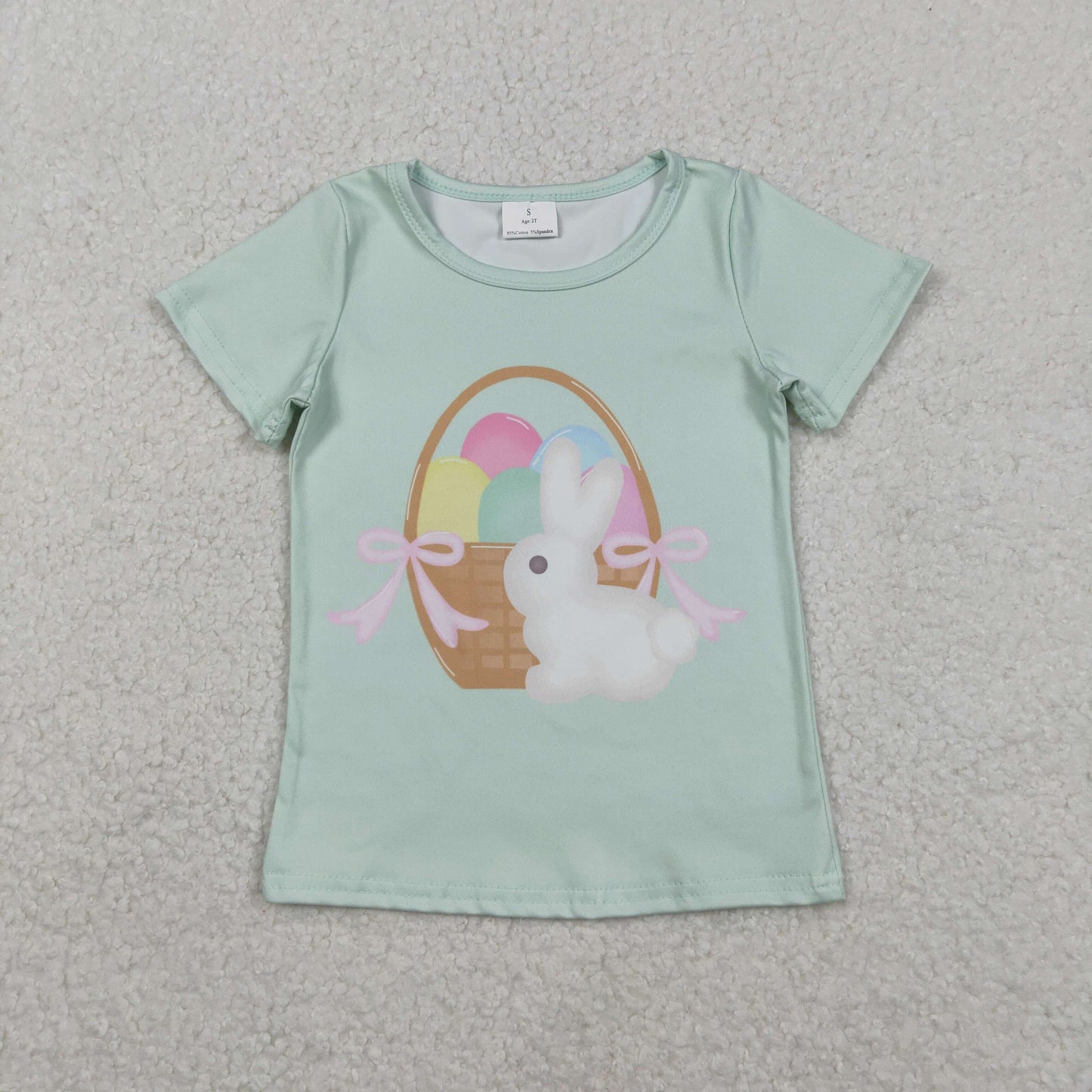Baby Kids Short Sleeves Rabbit Eggs Easter Shirt Tops RTS