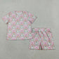 Baby Girls Kids Short Sleeves Bows Floral Shirt Shorts Summer Set RTS