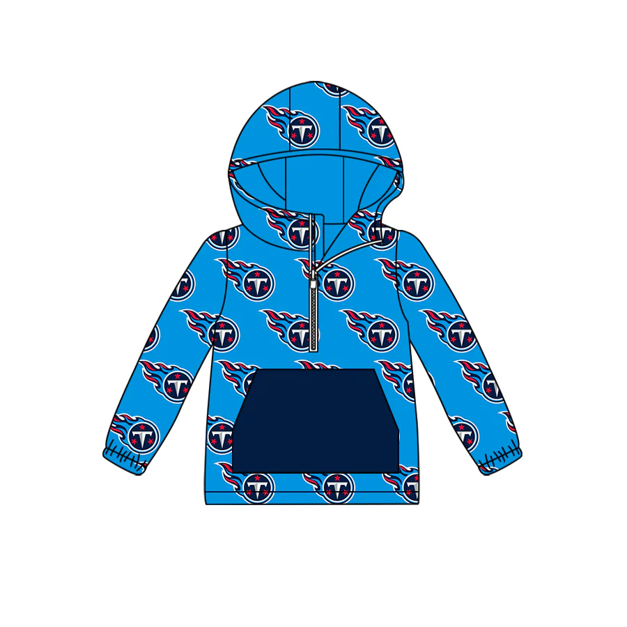 Baby Boy Long Sleeves T Team Hoodie Zipper Blue Shirt Tops Moq 5