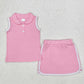 Baby Girl Pink Pullover Buttons Shirt Shorts Skirt Skort Clothes Sports Set RTS