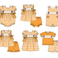 ( Moq 5 ) Baby Girls Toddler Short Sleeves Dogs Orange Stripes Purple Bows Knee Length Dress