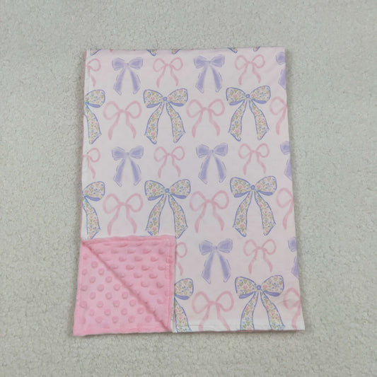 Baby Girl Toddler Floral Bows Pink Minky Blanket