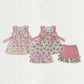 Sibling Baby Girls Kids Watermelon Bows Tunic Ruffle Shorts Sets Summer Clothes RTS