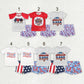Sibling Baby Girls Kids Short Sleeves Shirts Denim Shorts 4th of July Clothes Sets RTS