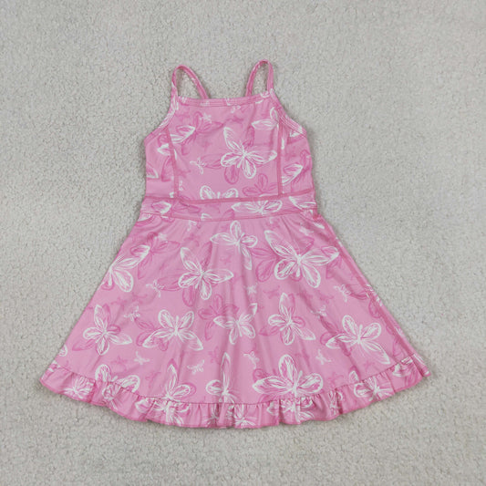Baby Girls Kids Sleeveless Butterfly Yoga Active Knee Length Dress RTS