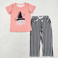 Baby Girl Halloween Shirt Black Stripes Pants Set