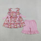 Baby Girls Sleeveless Strawberry Bows Tunic Pink Shorts Summer Clothes Set RTS