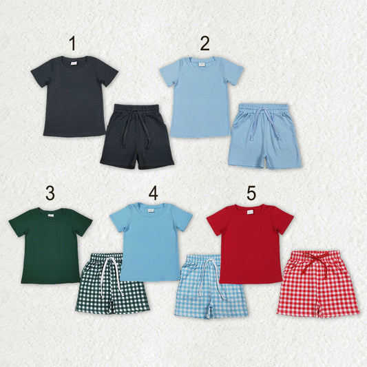 Sibling Baby Boys Kids Short Sleeves Shirts Pockets Shorts Summer Sets Clothes RTS