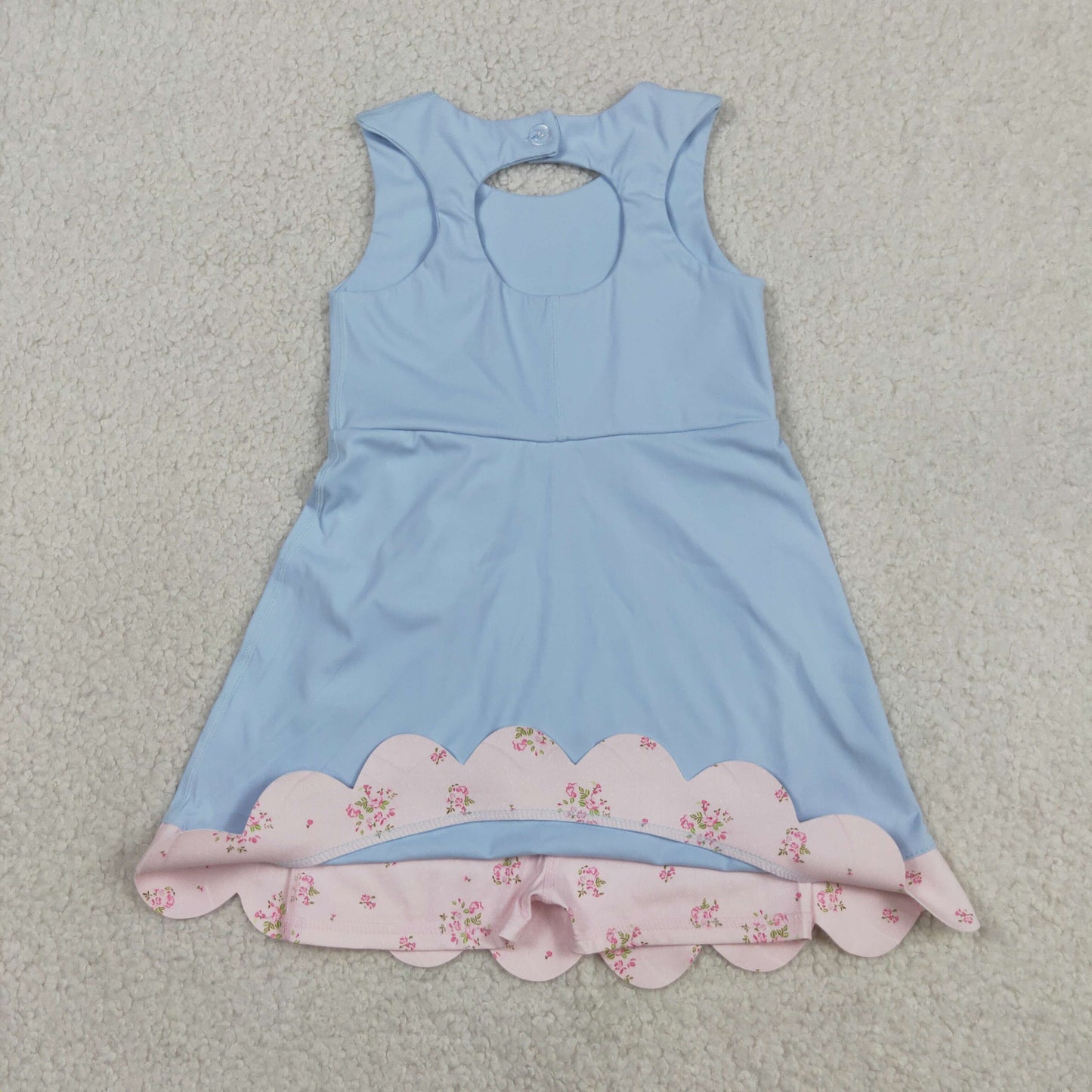 Sibling Baby Girls Kids Sleeveless Bows Yoga Scallop Shorts Dresses Clothes RTS