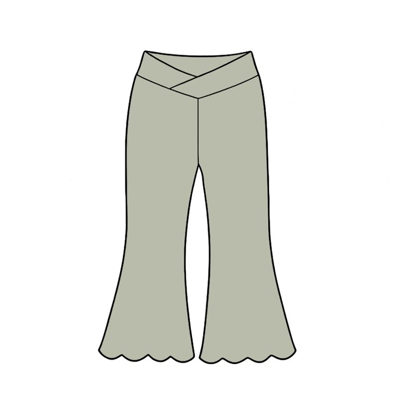 ( Moq 5 ) Baby Girls Kids Scallop Bell Pants Bottoms Yoga Active Clothes