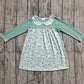 Baby Girl Green Long Sleeves Flower Knee Length Dress RTS