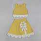 Baby Girls Yellow Sleeveless Tops Bows Skirt Shorts Yoga Clothes Set RTS