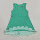 Sibling Baby Girls Kids Green Plaid Bows Skort Yoga Active Dress Set Scallop Clothes RTS