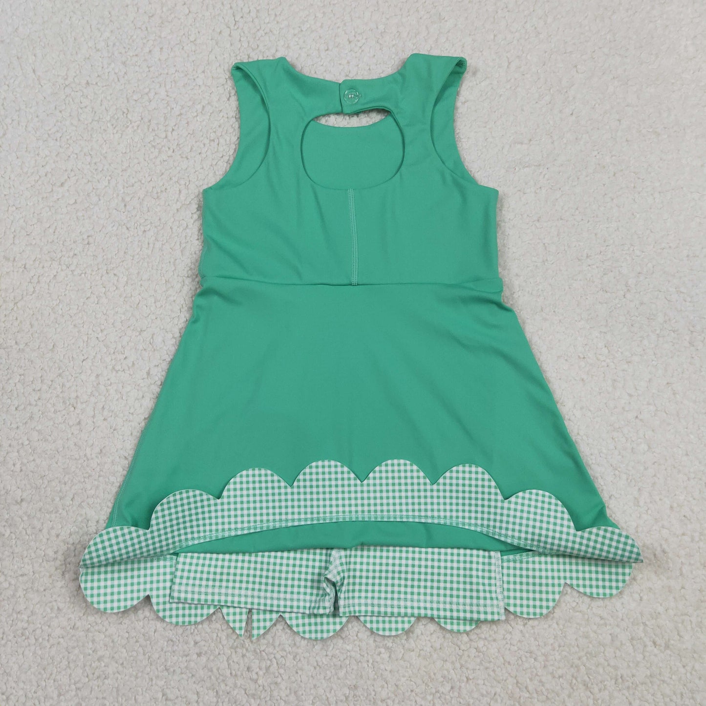 Sibling Baby Girls Kids Sleeveless Bows Yoga Scallop Shorts Dresses Clothes RTS