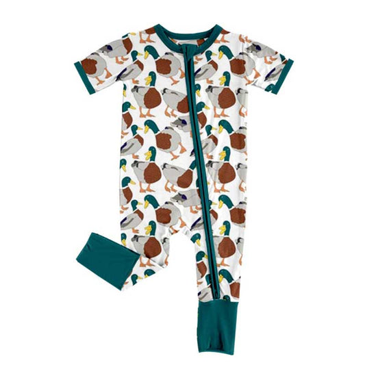 Baby Boy Short Sleeves Ducks Zipper Romper Moq 5