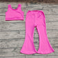 Baby Girl Pink Straps Vest Tops Bell Bottom Pants Yoga Active Wear Clothes Set RTS