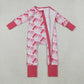 Baby Girl Long Sleeves Christmas Bows Santa Zipper Pink Romper RTS