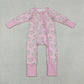 Baby Girls Long Sleeves Donuts Hearts Pink Zipper Valentines Sleeper Romper RTS