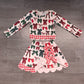 ( No moq ) Preorder Baby Girls Kids Christmas Bows Shirt Scallop Skirt Shorts Yoga Active Set Clothes