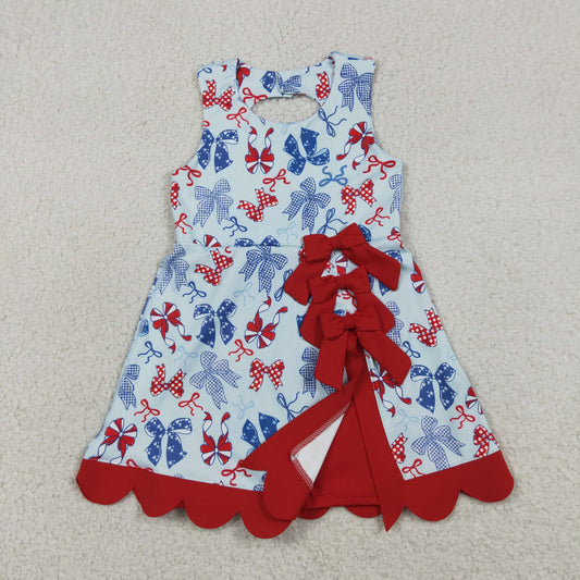 Baby Girls Bows 4th of July Yoga Active Shorts Knee Length Scallop Dress RTS